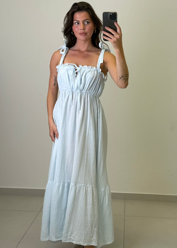 LANGES FLEUR MUSSELIN KLEID