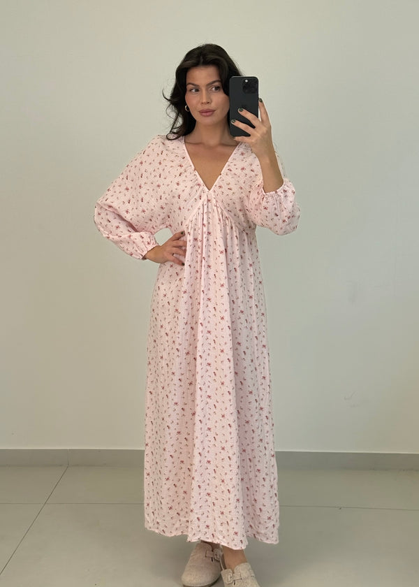 MAXI MUSSELIN BLÜMCHEN KLEID